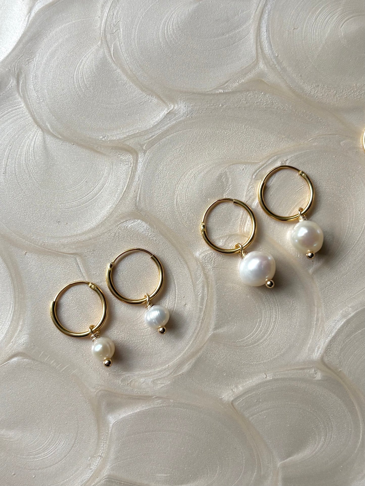 Sterling Silver Baroque Pearl Huggies (Gold/Silver)