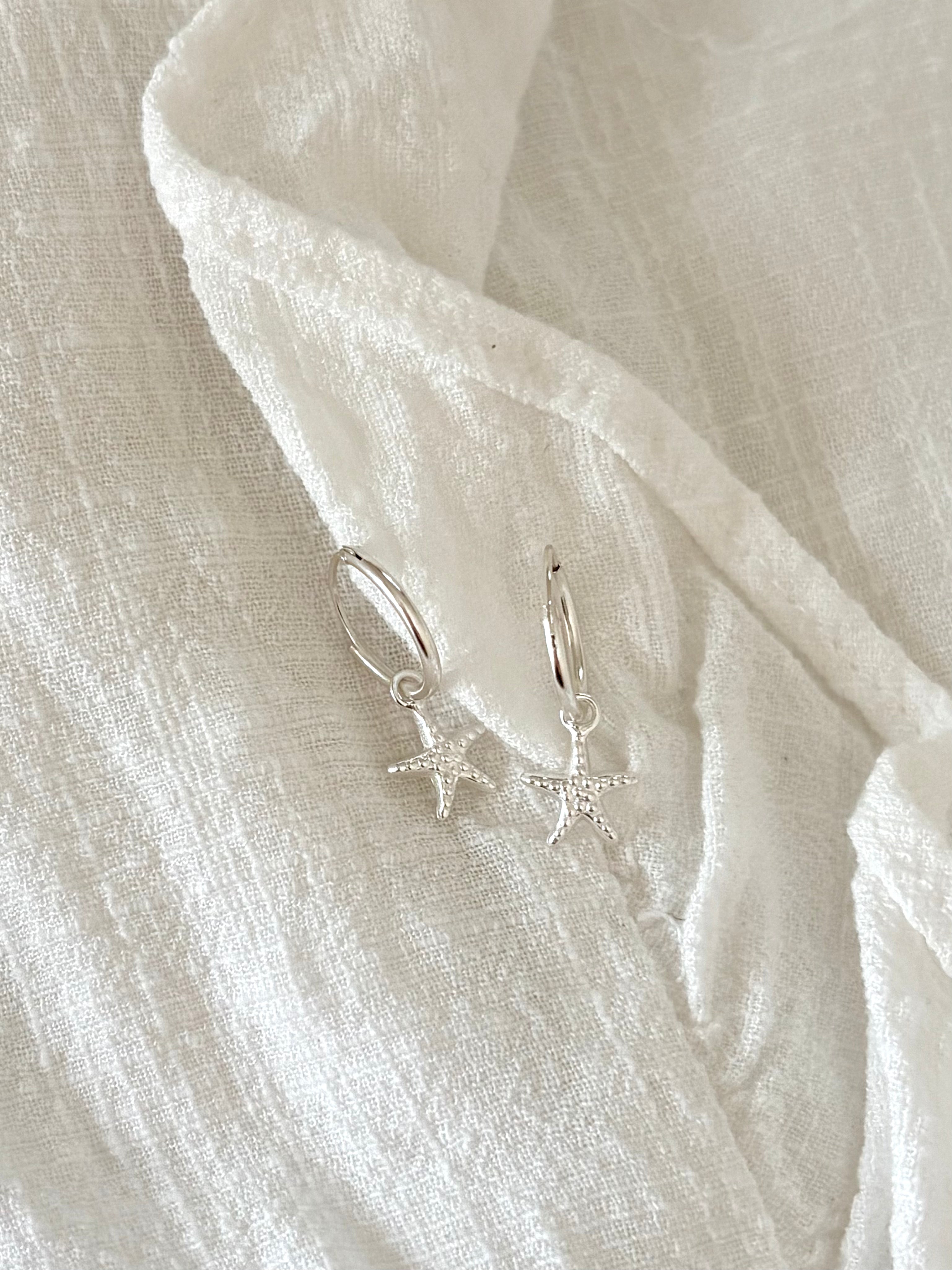 Sterling Silver Starfish Huggies