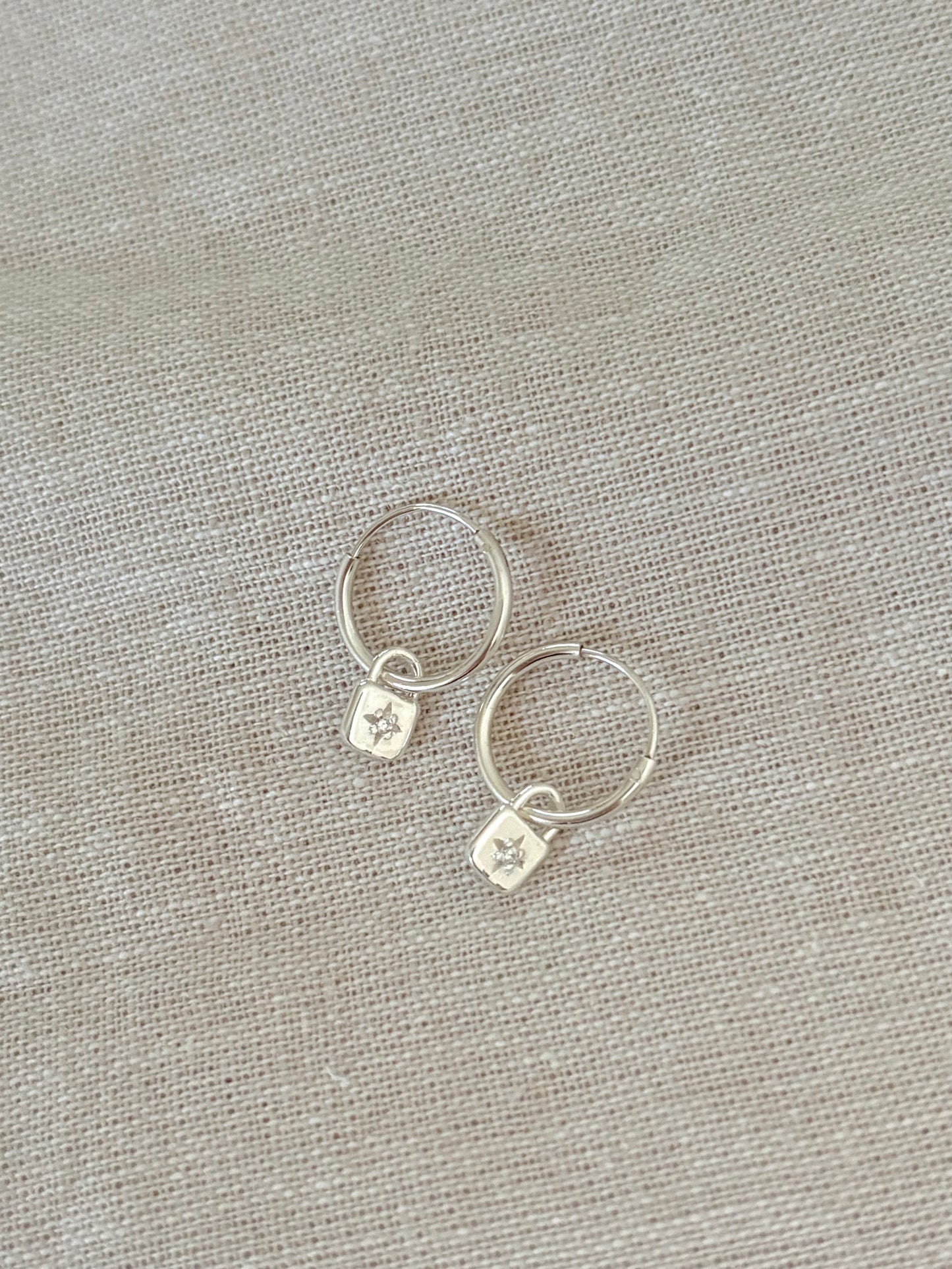 Sterling Silver Locket Huggies