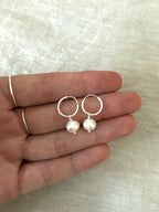 Sterling Silver Baroque Pearl Huggies (Gold/Silver)