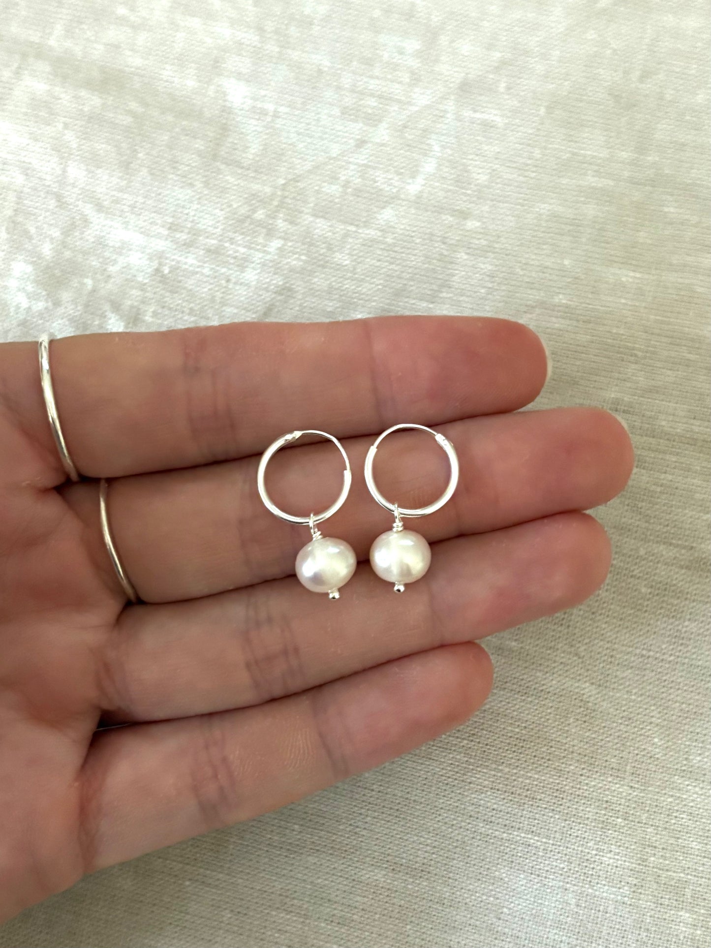 Sterling Silver Baroque Pearl Huggies (Gold/Silver)