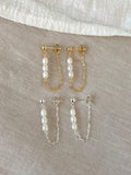 Sterling Silver Amalia Pearl Chain Earrings