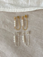 Sterling Silver Amalia Pearl Chain Earrings