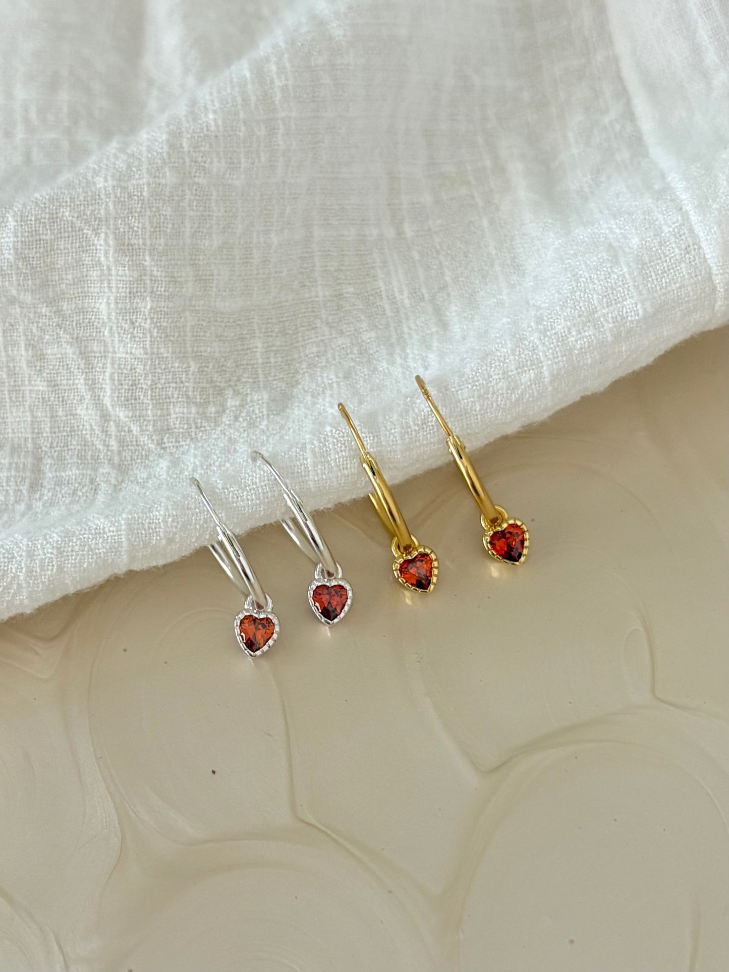 Sterling Silver Love Heart Huggies (Gold/Silver)