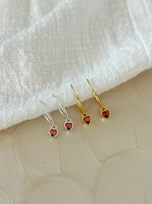 Sterling Silver Love Heart Huggies (Gold/Silver)