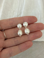 Sterling Silver Avery Pearl Earrings (Gold/Silver)