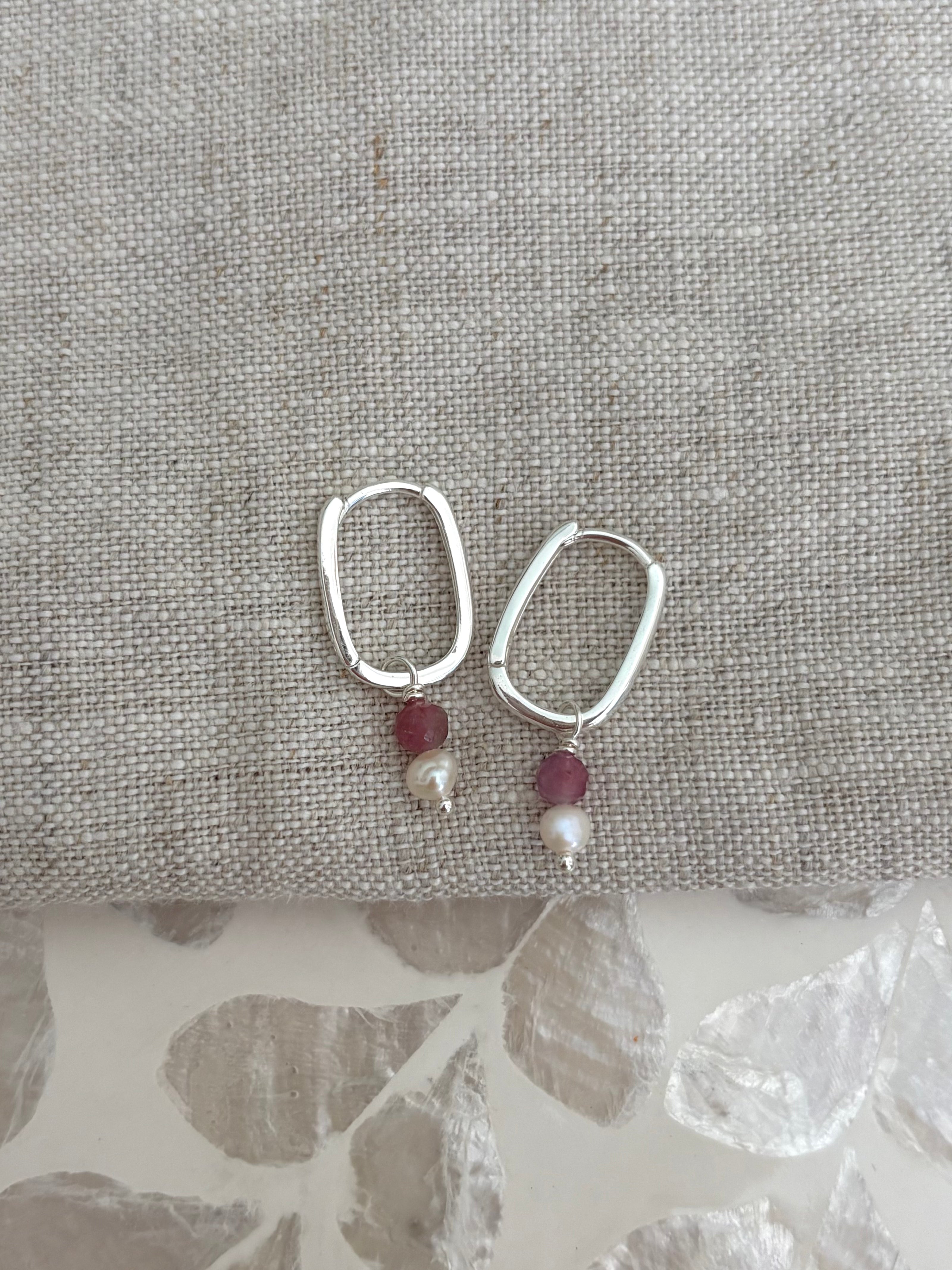 Sterling Silver Mixed Gemstone and Pearl Earrings (Gold/Silver)