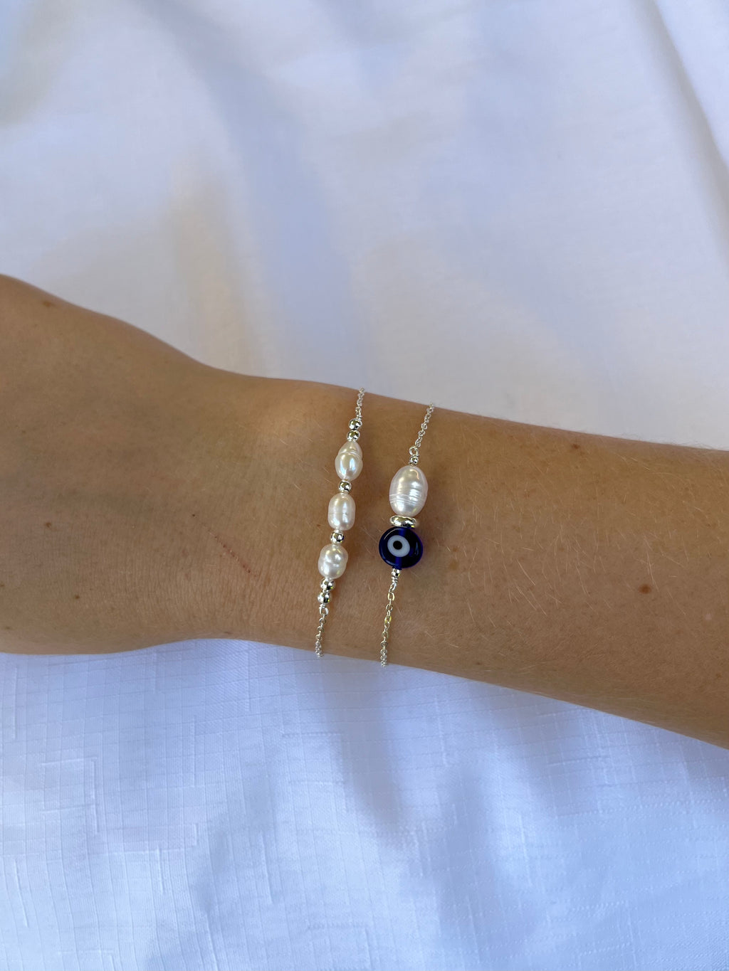 Sterling Silver Evil Eye Bracelet (Gold/Silver)
