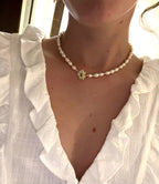 Gold Vermeil Flower and Pearl Necklace