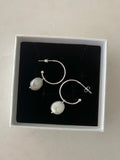 Sterling Silver Coin Pearl Hoops (Gold/Silver)