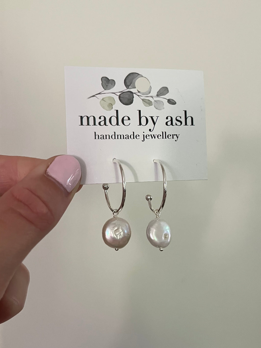 Sterling Silver Coin Pearl Hoops (Gold/Silver)
